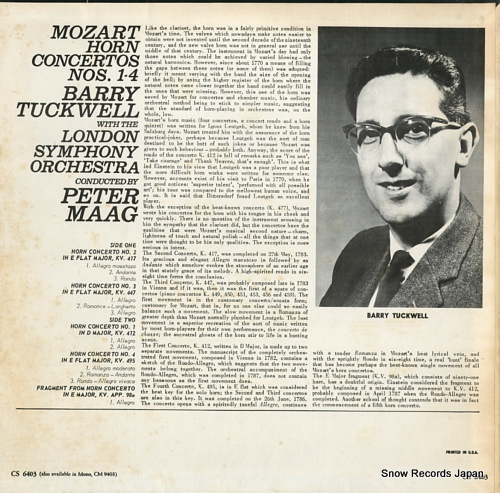TUCKWELL, BARRY mozart; horn concertos 1-4 CS6403