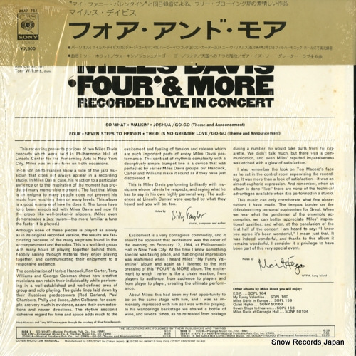 DAVIS, MILES 'four' & more recorded live in concert 25AP761