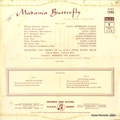 KARAJAN, HERBERT VON puccini; madama butterfly 33CX1296
