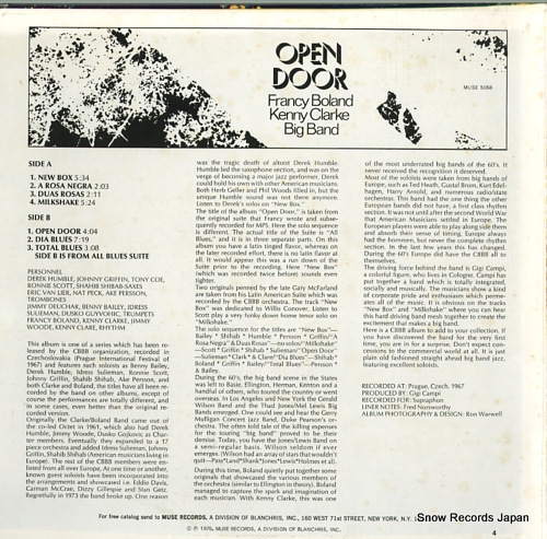 BOLAND, FRANCY, KENNY CLARKE BIG BAND open door MR5056