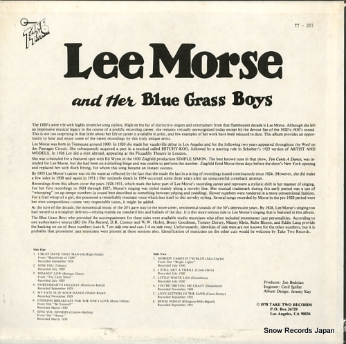 MORSE, LEE lee morse and her blue grass boys (1928-1931) TT-201
