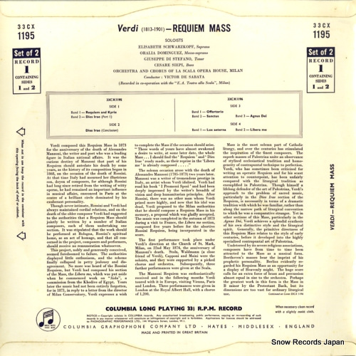 SABATA, VICTOR DE verdi; requiem mass 33CX1195