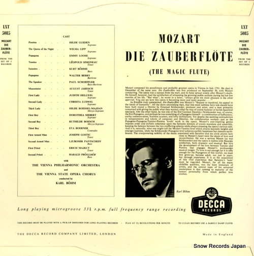 BOHM, KARL mozart; die zauberflote (the magif flute) LXT5085