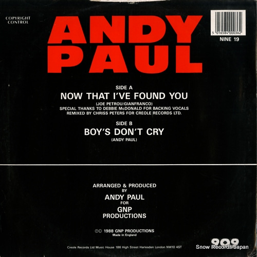 PAUL, ANDY now that i've found you NINE19
