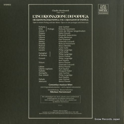 HARNONCOURT, NIKOLAUS monteverdi; l'incoronazione di poppea SLA6045