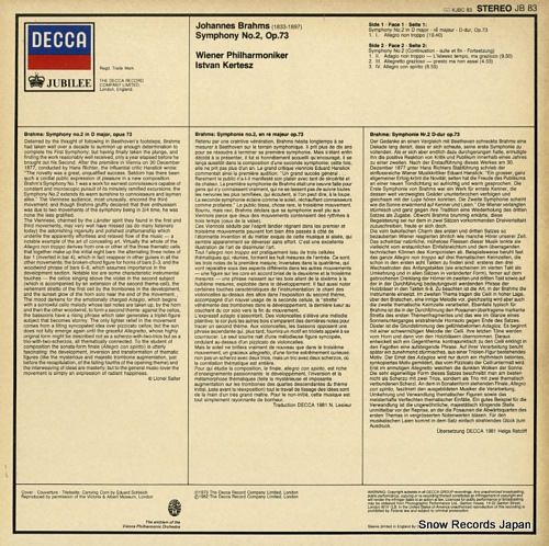 KERTESZ, ISTVAN brahms; symphony no.2 JB83