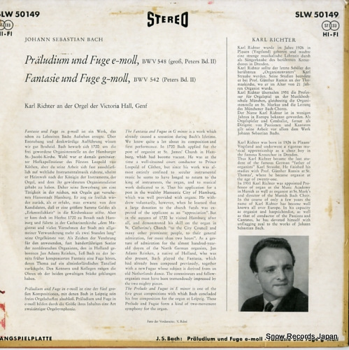 RICHTER, KARL bach; praludium und fuga e-moll SLW50149