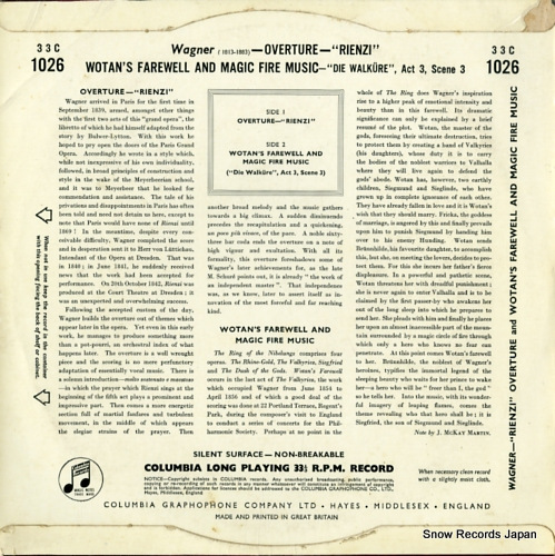 STOKOWSKI, LEOPOLD wagner; rienzi overture 33C1026