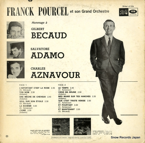 POURCEL, FRANCK hommage a; becaud, adamo, aznavour SPAM67.226