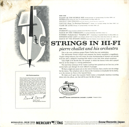 CHALLET, PIERRE, AND HIS ORCHESTRA strings in hi-fi MGW12230