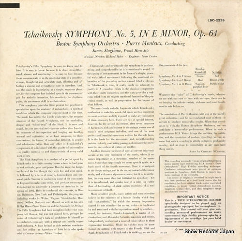 MONTEUX, PIERRE tchaikovsky; symphony no.5 LSC-2239
