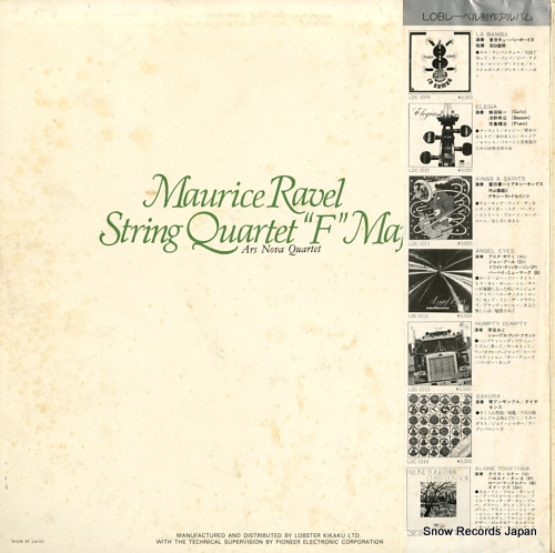 ARS NOVA QUARTET ravel; string quartet LDC-1016