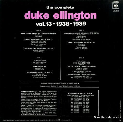 ELLINGTON, DUKE the complete duke ellington vol.13 1938-1939 CBS88518