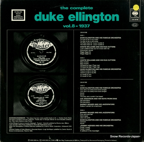 ELLINGTON, DUKE the complete duke ellington vol.8 1937 CBS88185