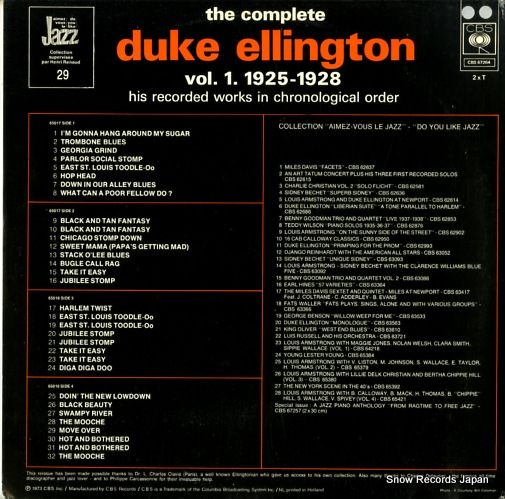 ELLINGTON, DUKE the complete duke ellington vol.1 1925-1928 CBS67264