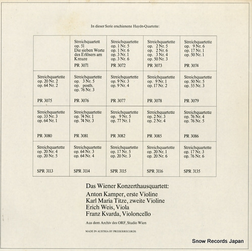 WIENER KONZERTHAUS QUARTETT haydn; streichquartette nr.27, nr.80 SPR3135