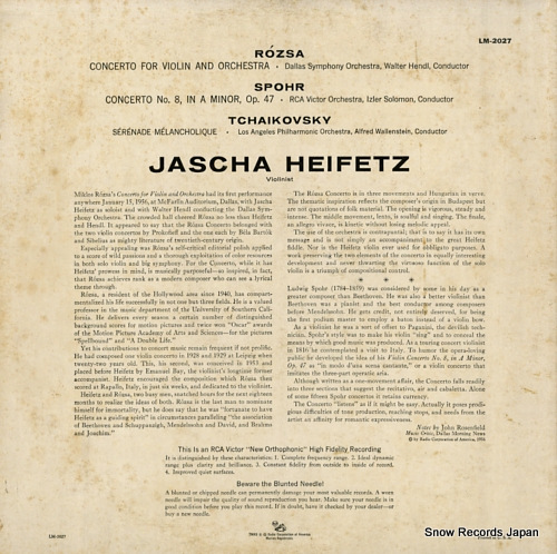 HEIFETZ, JASCHA rozsa; concerto for violin and orchestra LM-2027