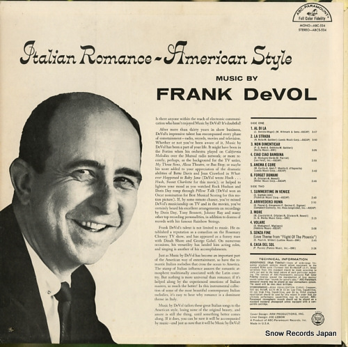 DE VOL, FRANK italian romance - american style ABCS-534