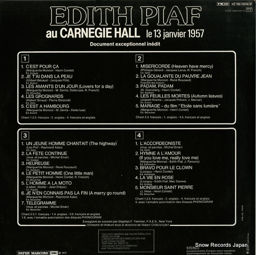 PIAF, EDITH au carnegie hall 2C162-15316