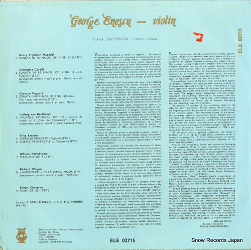 ENESCU, GEORGE historical recordings george enesch ELE02715