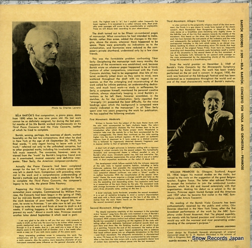 PRIMROSE, WILLIAM bartok; viola concerto PBO29