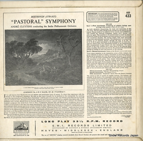 CLUYTENS, ANDRE beethoven; symphony no.6 
