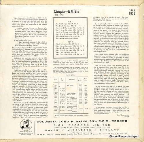 LIPATTI, DINU chopin; waltzes 33CX1032