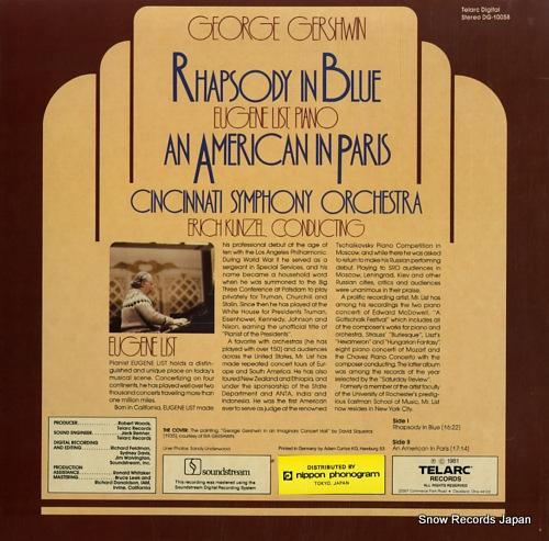 KUNZEL, ERICH gershwin; rhapsody in blue 400-20/DG-10058