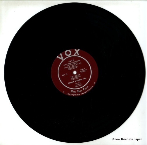 CASSADO, GASPAR bach; six suites for cello(unaccompanied) VBX15