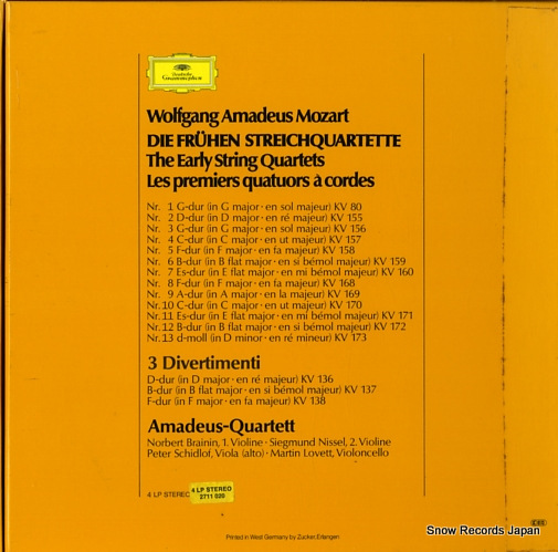 AMADEUS QUARTETT mozart; die fruhen streichquartette 2740165