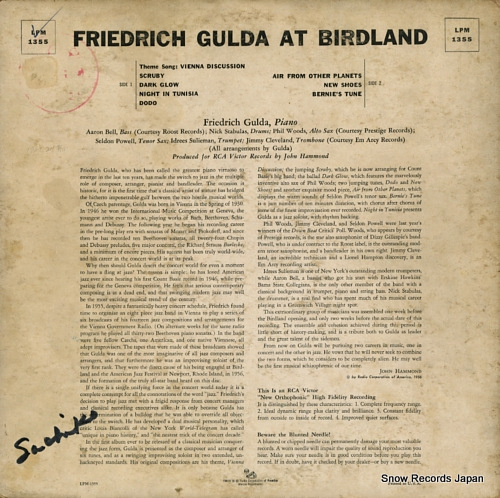 GULDA, FRIEDRICH at birdland LPM1355