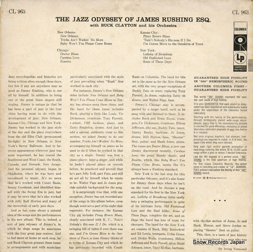 RUSHING, JIMMY the jazz odyssey of james rushing esq. CL963