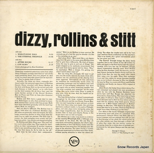 GILLESPIE, DIZZY dizzy, rollins & stitt V-8477
