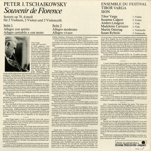ENSEMBLE DU FESTIVAL TIBOR VARGA SION tschaikowsky; souvenir de france PA401