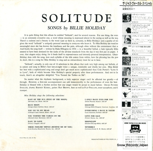 HOLIDAY, BILLIE solitude 23MJ3189