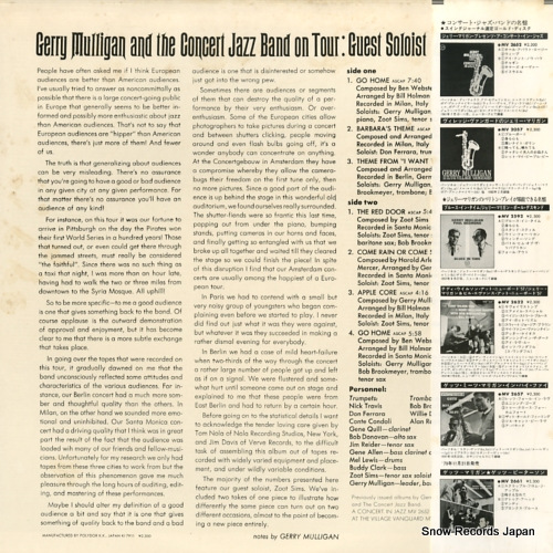 MULLIGAN, GERRY gerry mulligan and the concert jazz band on tour MV2653