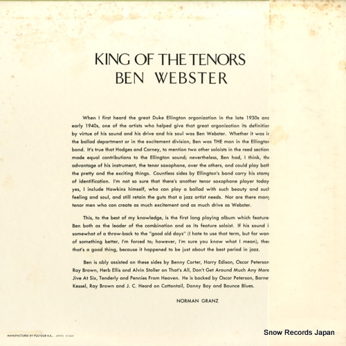 WEBSTER, BEN king of tenors MV2554