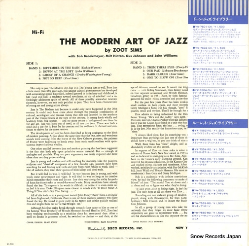 SIMS, ZOOT the modern art of jazz YW-7601-CH