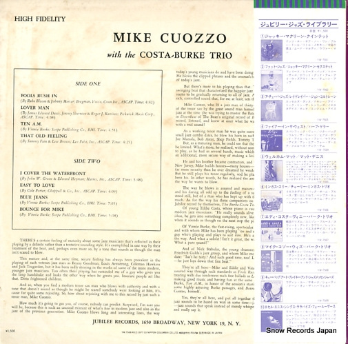 CUOZZO, MIKE, WITH THE COSTA-BURKE TRIO mike cuozzo with the costa-burke trio YW-7568-RO