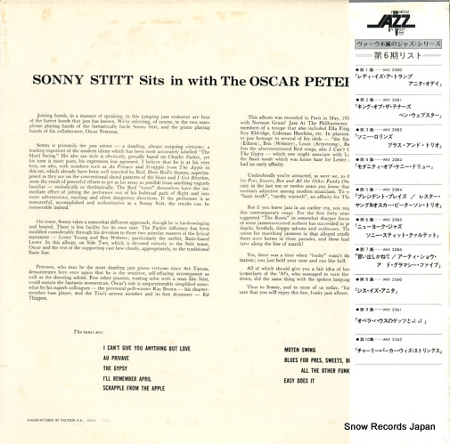 STITT, SONNY sonny stitt sits in with the oscar peterson trio MV2538