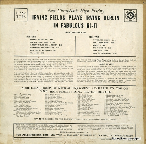 FIELDS, IRVING, AND IRVING BERLIN in fabulous hi-fi L-1562