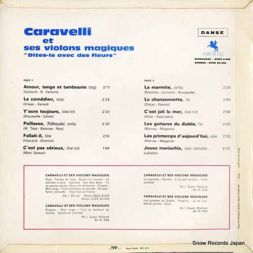 CARAVELLI ET SES VIOLONS MAGIQUES dites-le avec des fleurs... STDX8022
