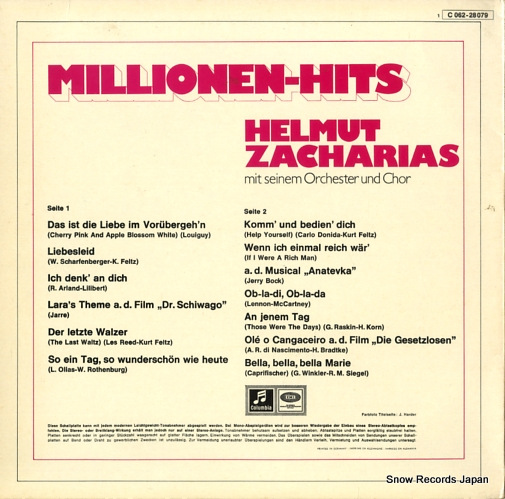ZACHARIAS, HELMUT millionen-hits 1C062-28079