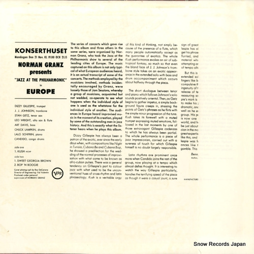 JAZZ AT THE PHILHARMONIC norman granz presents jazz at the philharmonic in europe MV2568