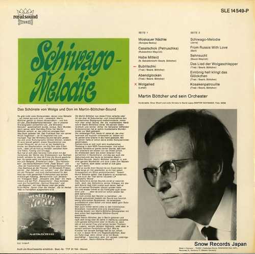 BOTTCHER, MARTIN schiwago-melodie SLE14549-P