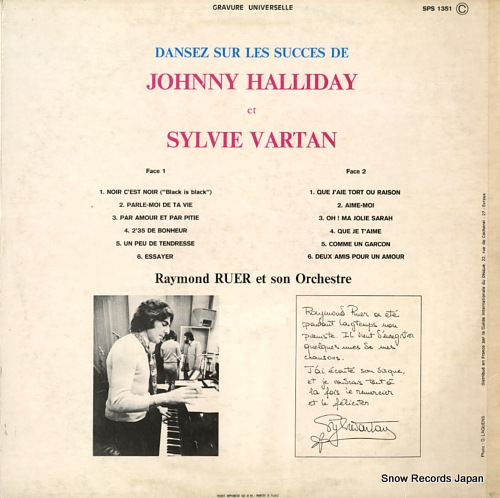 RUER, RAYMOND dansez sur les succes de johnny halliday & sylvie vartan SPS1351