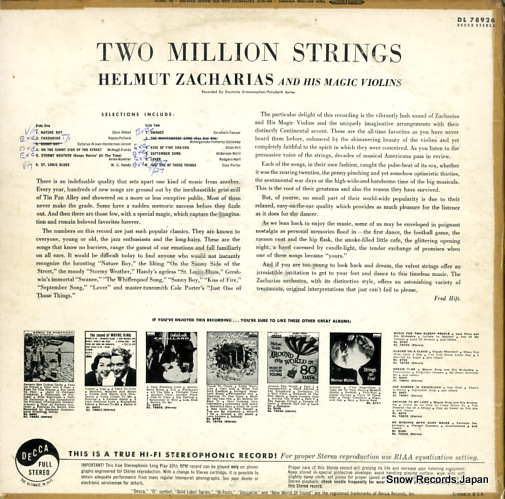 ZACHARIAS, HELMUT 2,000,000 strings DL78926