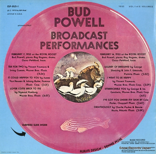 POWELL, BUD broadcast performances 1953 vol.1 of 6 volumes ESP-BUD-1