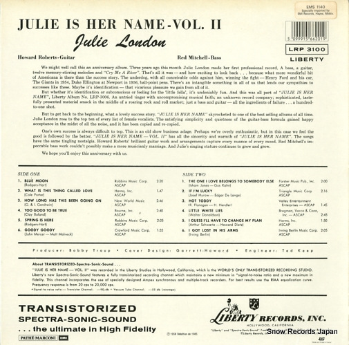 LONDON, JULIE julie is her name vol.2 LRP3100