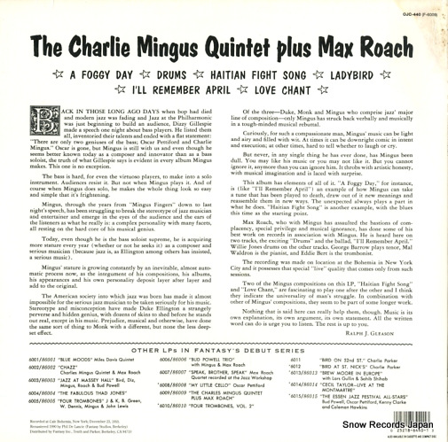 MINGUS, CHARLES the charles mingus quintet plus max roach OJC-440